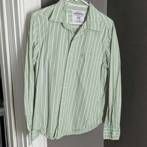Green stripped aero button up